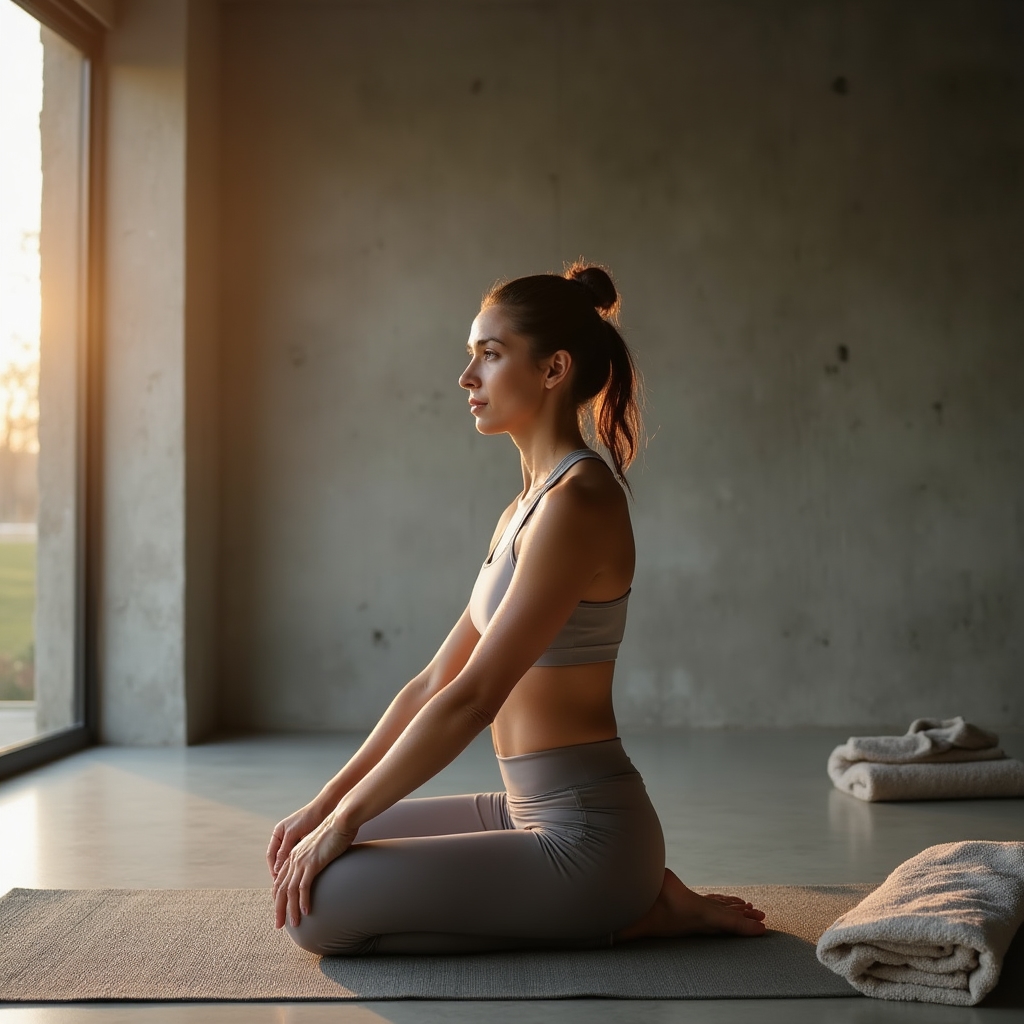 Person practicing slow, controlled mobility movement on a mat in a quiet studio